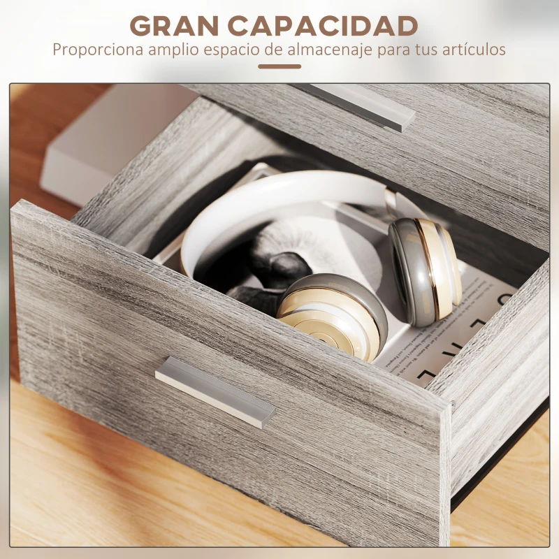 Vinsetto Cajonera de Escritorio con 3 Cajones Ruedas Cerradura 2 Llaves Archivador Móvil para Estudio Salón 40x40x61,5 cm Gris