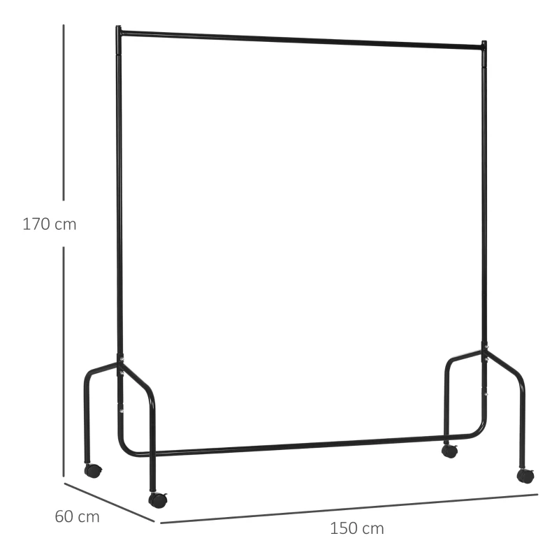 HOMCOM Heavy Duty 5Ft Clothes Hanging Rack-Black