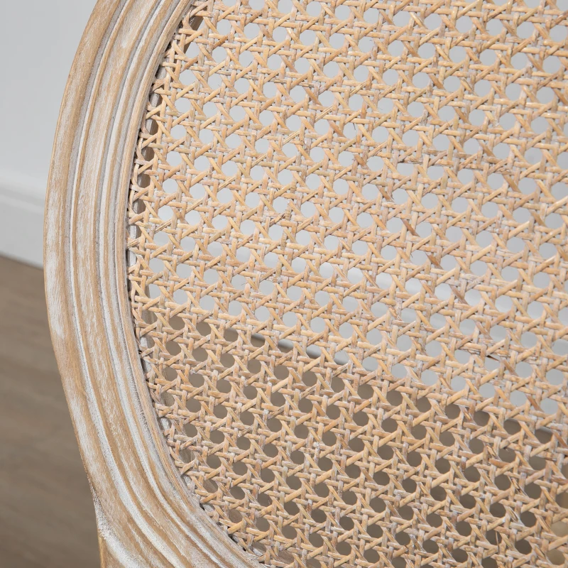 HOMCOM Keukenstoelen Set van 2, Zacht Gepolsterd, Vintage Ontwerp, Rattan Look, Grijs