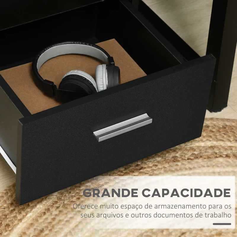 Vinsetto Bloco de Gavetas para Escritório Móvel de Arquivos com 3 Gavetas e Fechadura para Secretária Casa 40x40x61,5 cm Preto