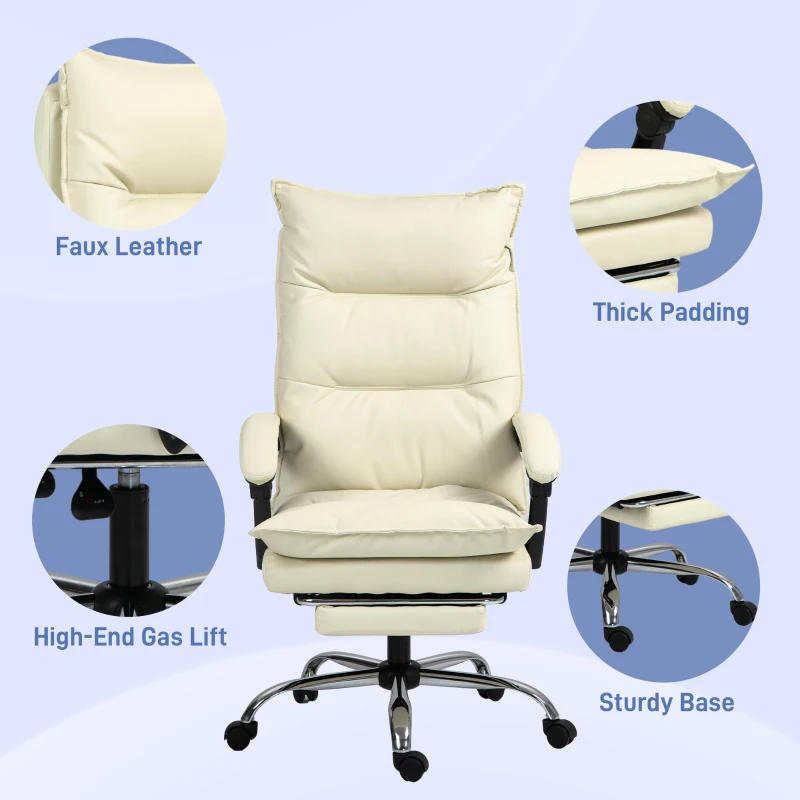 Vinsetto Fotoliu Birou Negru – Rabatabil, Suport Picioare & Ergonomic