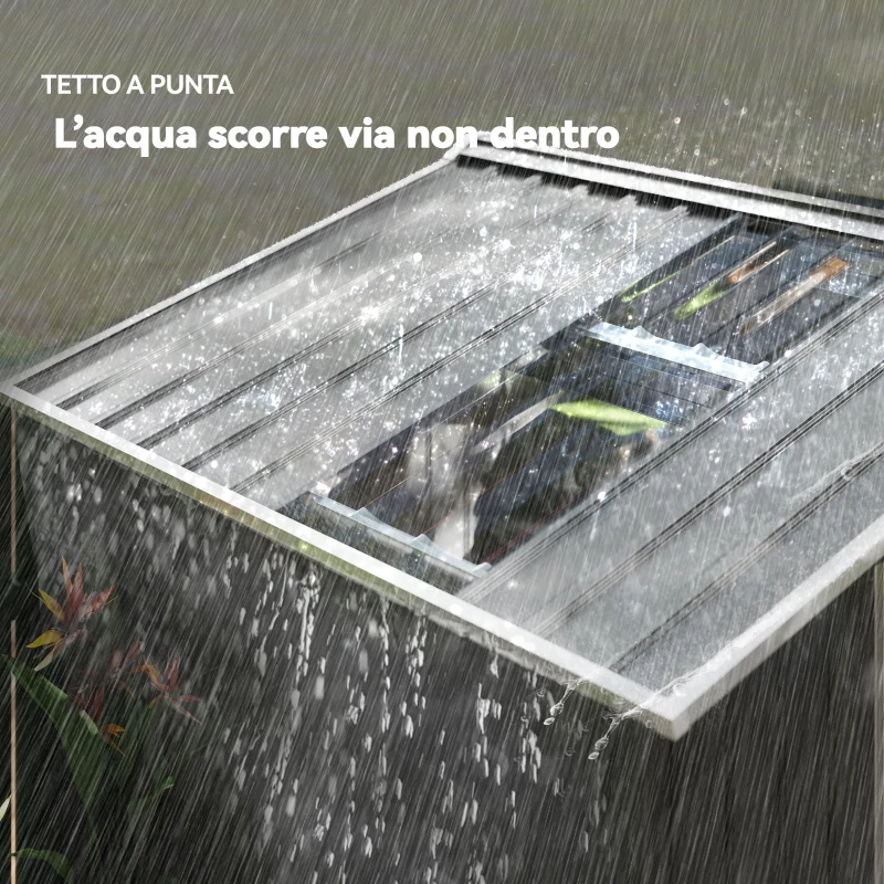 Outsunny Casetta da Giardino in Metallo con Prese d'Aria e Doppia Porta Scorrevole, 277x195x192 cm, Grigio Scuro