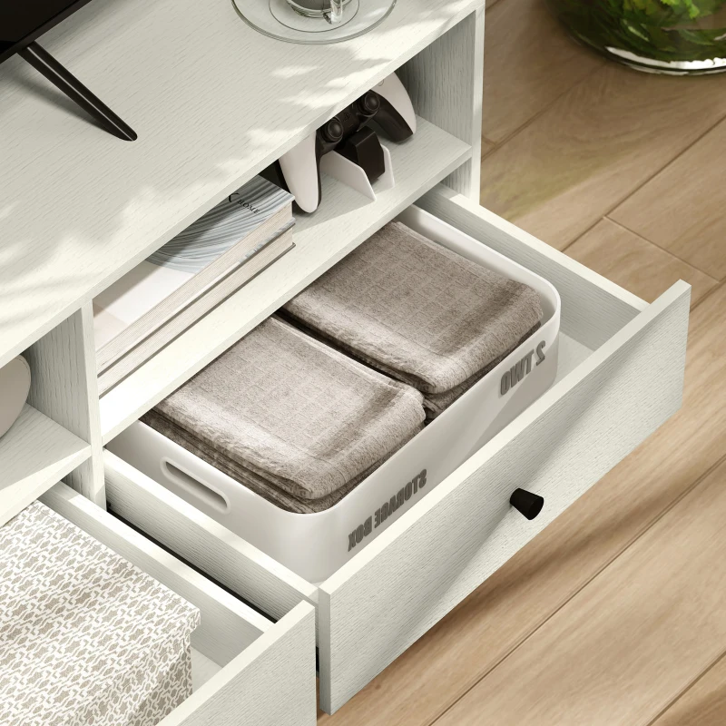 HOMCOM Multi-Storage Minimal TV Stand - Cream White