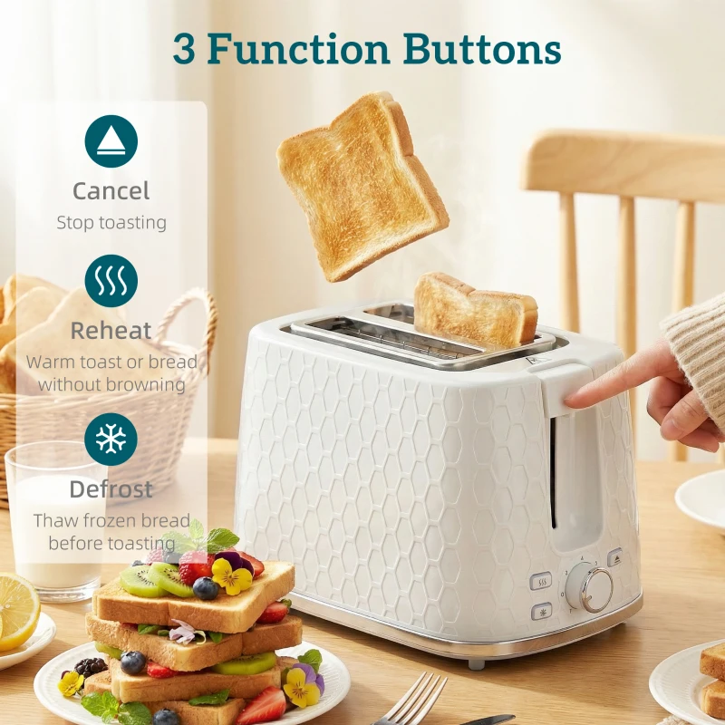 HOMCOM Kettle and Toaster Set, 1.7L 3000W Rapid Kettle with Limescale Filter, 2 Slice Toaster with 7 Browning Controls, Cream