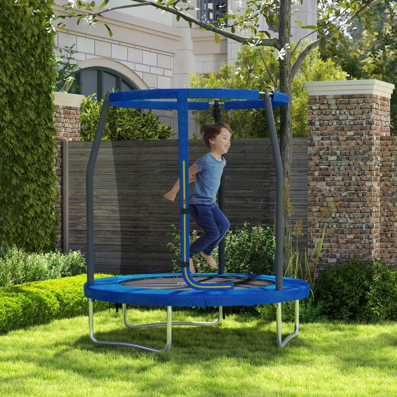 SPORTNOW Trampoline pour enfant trampolines de jardin avec filet de sécurité structure en acier Ø 183 x 200 cm bleu