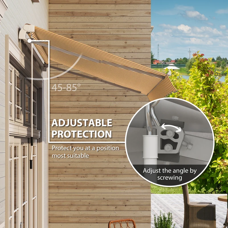 Outsunny Toldo de Pared con Brazo Articulado y Manivela Marco Resistente de Aluminio y Cubierta de Poliéster 295x245 cm Naranja