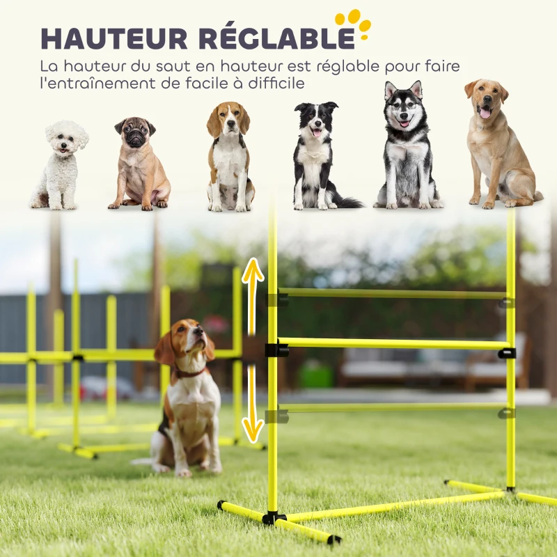 PawHut Agility sport pour chiens set de 4 obstacles professionnels avec système de maintien au sol sac transport fourni