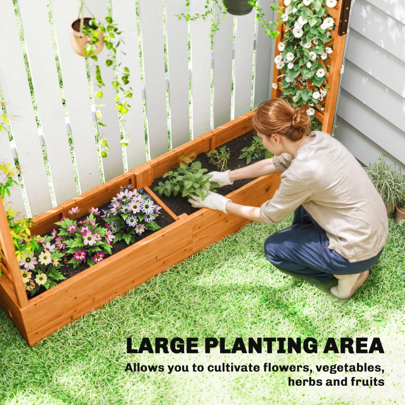 Outsunny Grządka z kratą i dachem, na kwiaty, owoce, warzywa, zioła, 196 x 44 x 181 cm, drewno, pomarańczowy