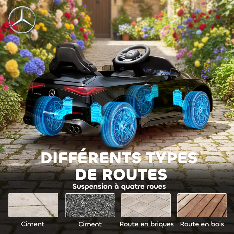 AIYAPLAY Voiture électrique enfants Mercedes AMG CLE 53 12V 2 moteurs télécommande parentale 2,4G 99 x 55 x 43 cm noir