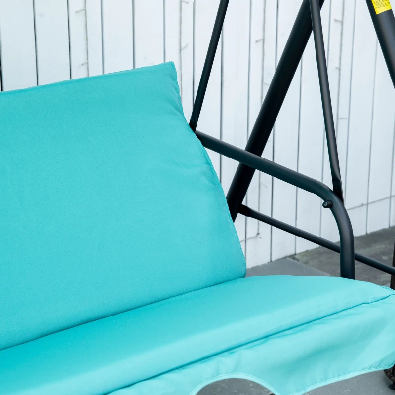 Outsunny Baloiço de Jardim de 3 Lugares com Teto Ajustável e Estrutura de Aço Suporta até 240 kg 172x110x153 cm Verde Azulado