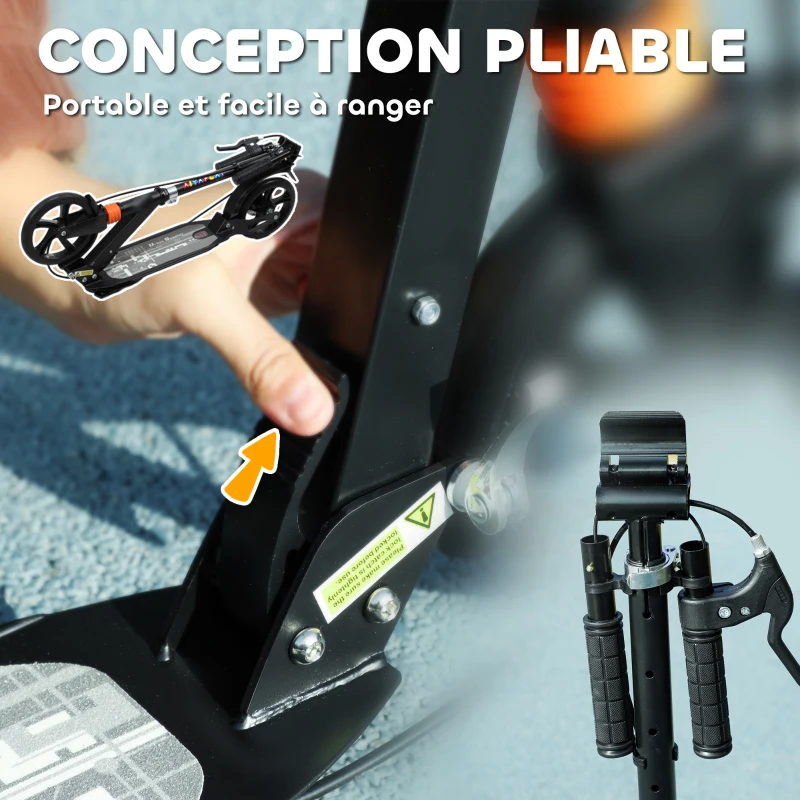 AIYAPLAY Trottinette enfants, trottinette pliable à 2 roues, guidon à 4 réglages en hauteur, 94 x 36 x 88-103 cm, noir