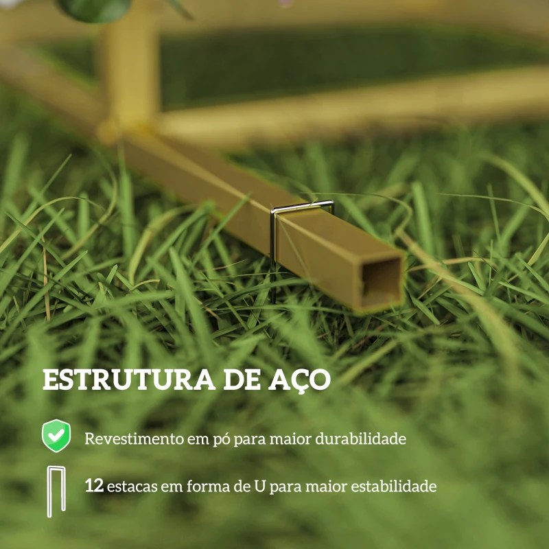 Outsunny Conjunto de 3 Arcos de Jardim para Rosas em Metal de 220/200/180 cm com Revestimento em Pó para Pátio e Terraço Dourado