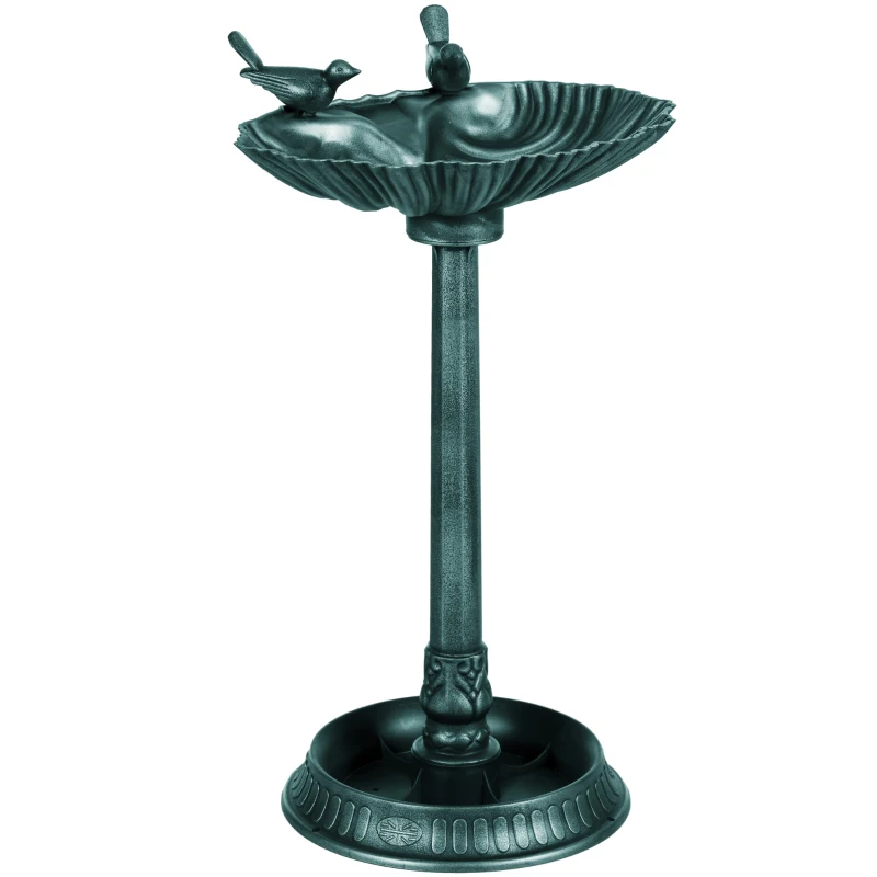 Outsunny Bain d'oiseaux abreuvoir antique 81 cm avec base de jardinière, mangeoire et bassin à oiseaux sur pied, bronze vert