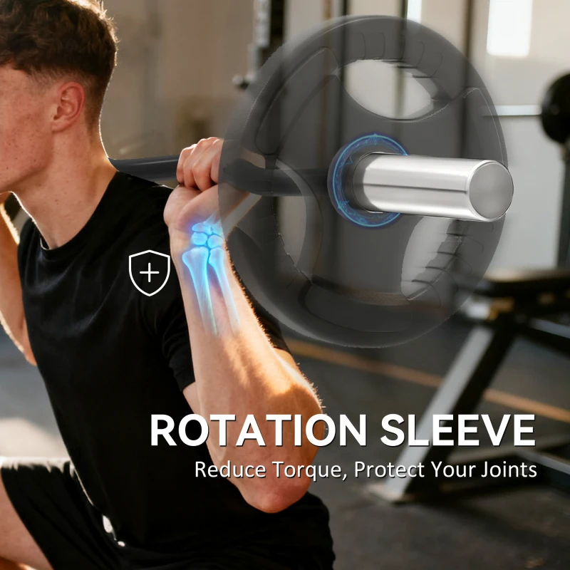 SPORTNOW 4ft Olympic EZ Curl Bar, Barbell Bar for 2" Weight Plates with Non-Slip Hand Grip 120cm