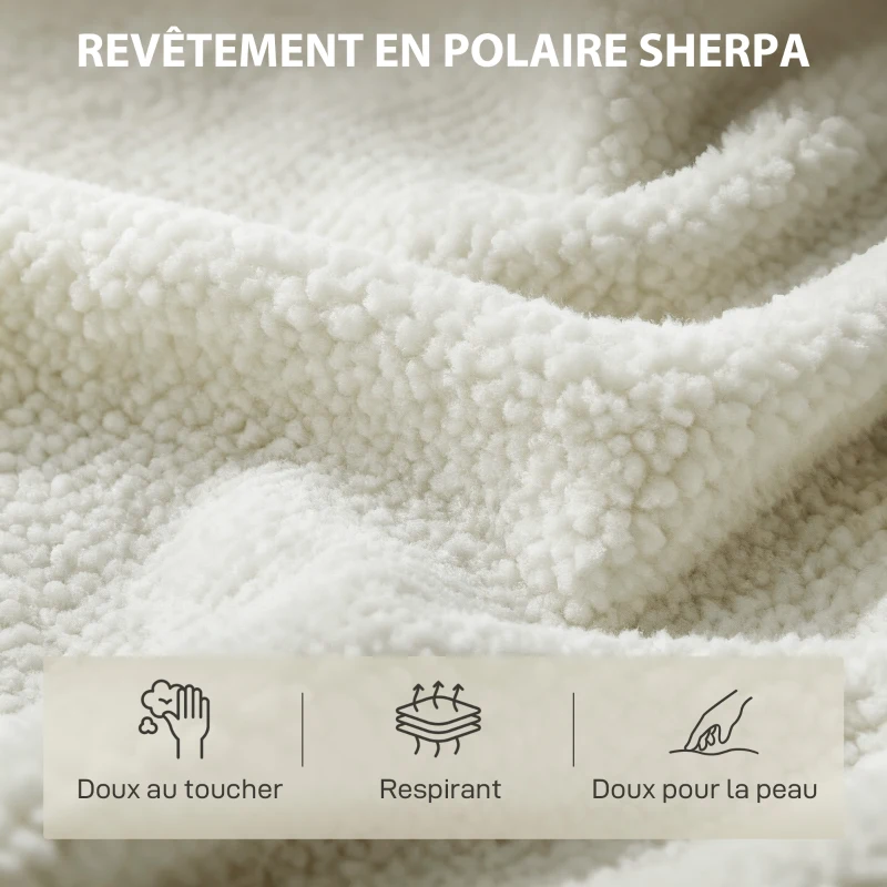 HOMCOM Canapé 1 place en tissu bouclette, fauteuil de salon rembourré avec dossier incurvé, assise large, 67x67x71cm, crème