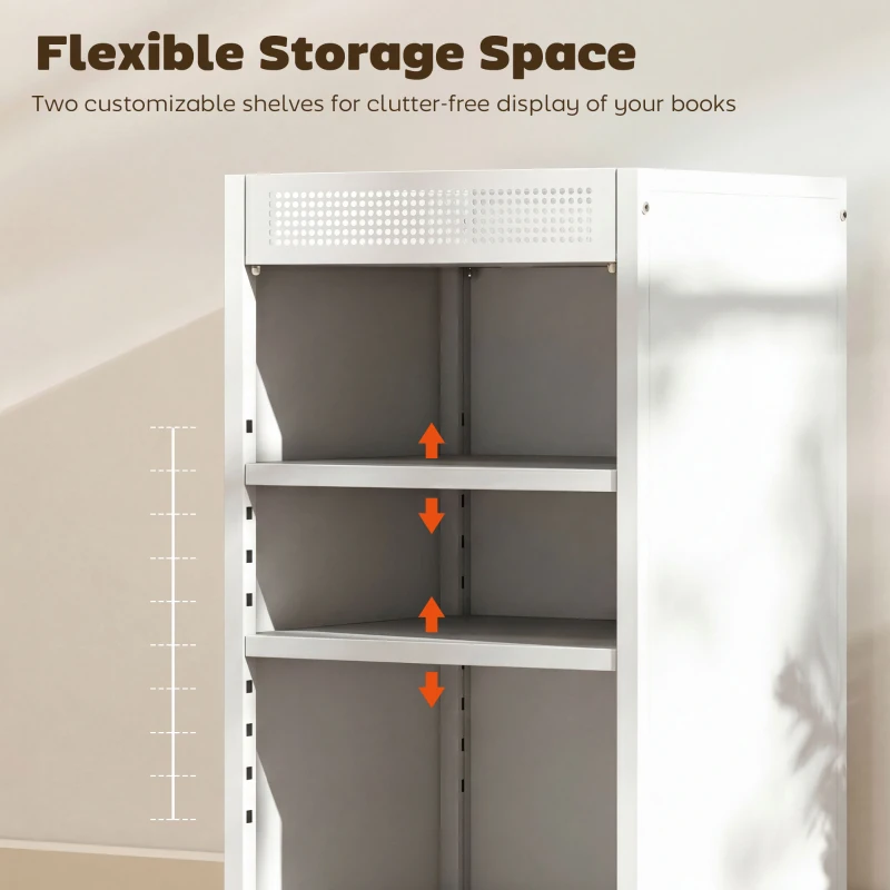 HOMCOM Mobilny regał na książki z regulowanymi półkami, 3-poziomowy wózek z górnym koszem, biały