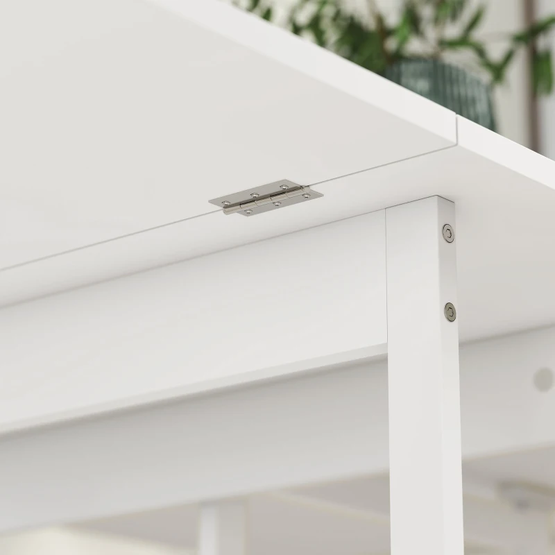 HOMCOM Table à manger pliante sur roulettes 4 personnes avec compartiments ouverts, pour petits espaces, salle à manger, blanc