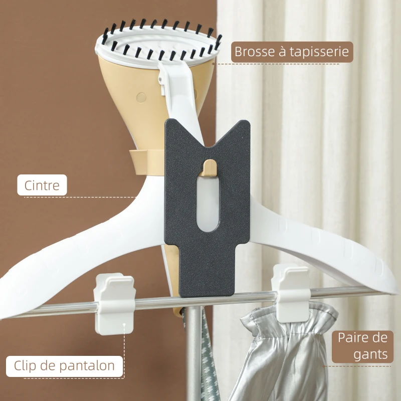 HOMCOM Défroisseur vapeur vertical 1800 W 36 g/min, steamer autonomie 50 min, réservoir d'eau de 1,8 L, 32 x 32 x 32 cm, or