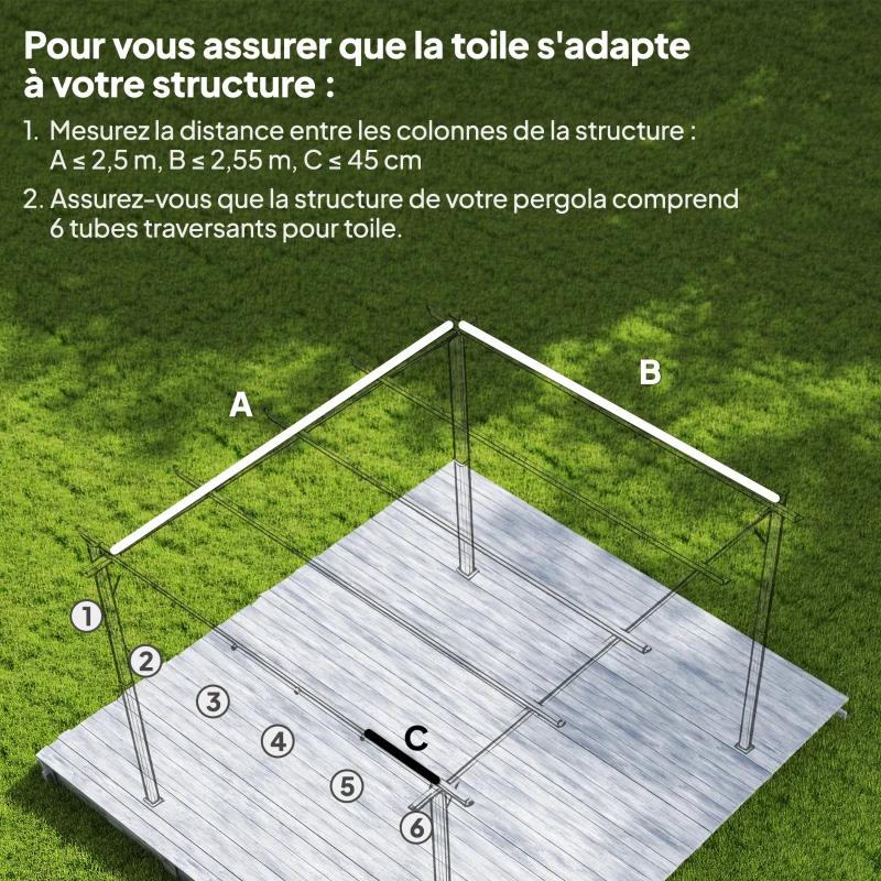 Outsunny Toile de toit pour pergola tonnelle rétractable de 3 x 3 m - toile uniquement 250 x 255 cm café