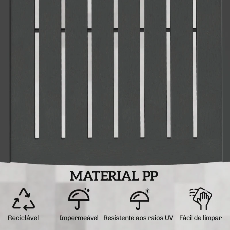 Outsunny Conjunto de 2 Espreguiçadeiras Reclináveis de Plástico PP com Bandeja Lateral Encosto Ajustável em 5 Posições 192x57x28,5 cm Cinzento