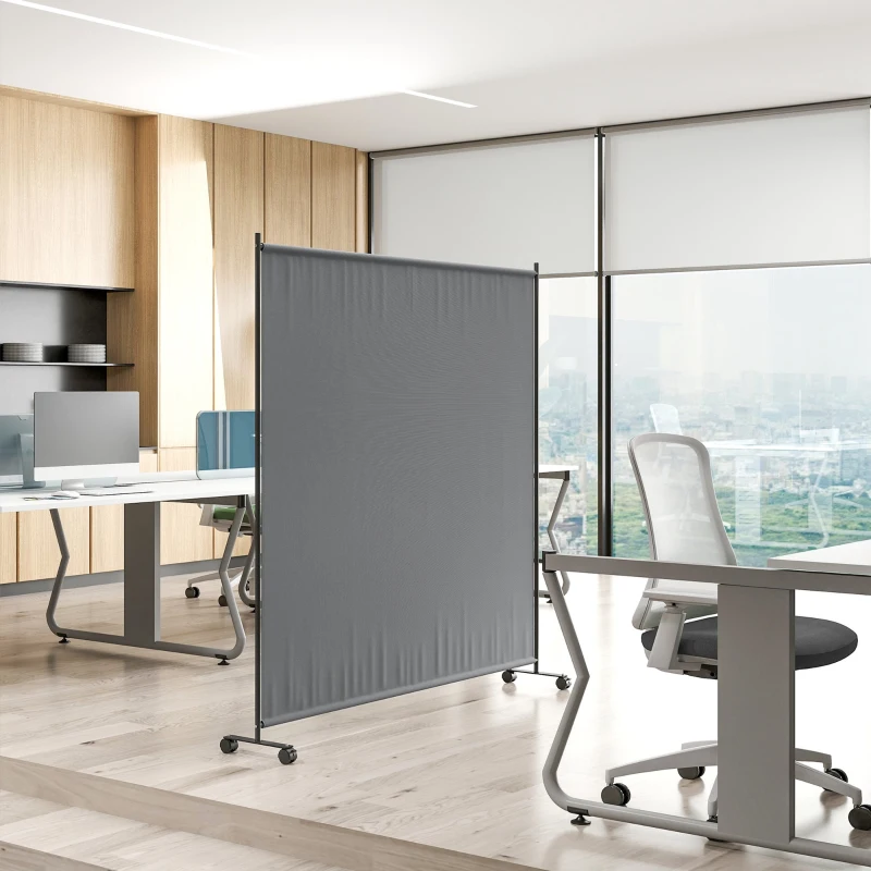 Outsunny Panneau brise-vue paravent extérieur sur roulettes pour le jardin, terrasse, balcon - dim. 183L x 30l x 181H cm - gris