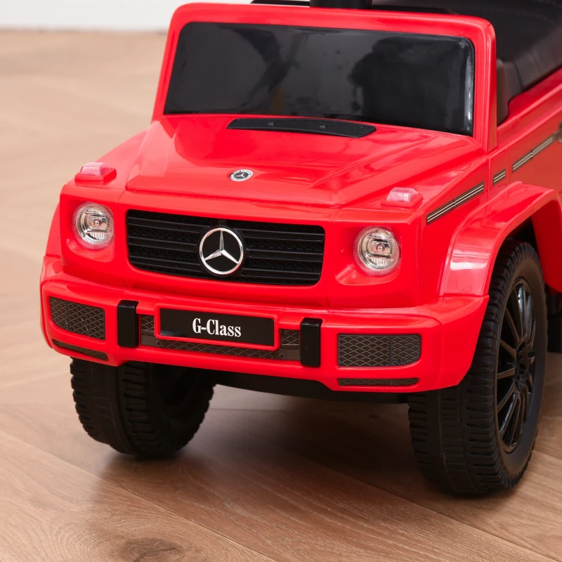 HOMCOM Loopauto met duwstang Mercedes-Benz G350 glijvoertuig met stuur 3-in-1 duwauto voor 18-36 maanden kinderen Rood