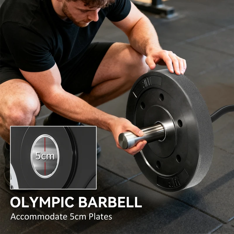 SPORTNOW 4ft Olympic EZ Curl Bar, Barbell Bar for 2" Weight Plates with Non-Slip Hand Grip 120cm