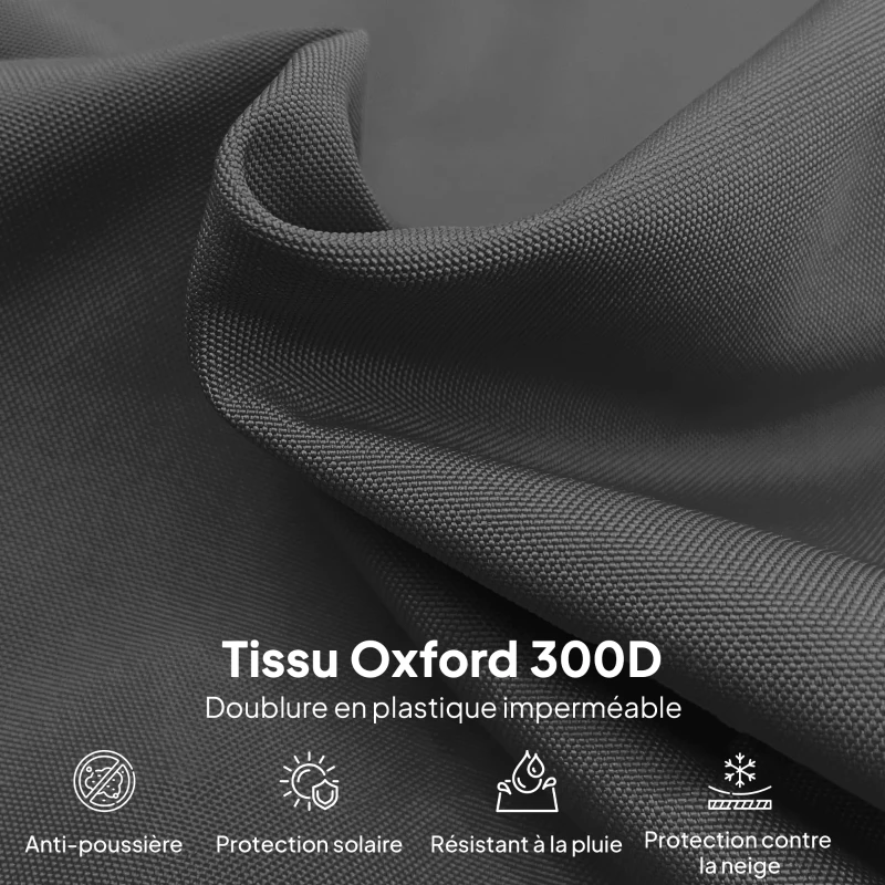 Outsunny Housse de protection imperméable pour parasol déporté avec fermeture éclair et cordon de serrage tissu Oxford noir