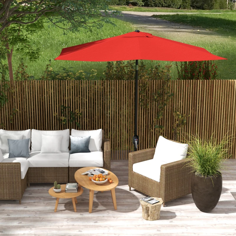 Outsunny Parasol rectangulaire inclinable 2x3 m avec manivelle toile polyester imperméabilisée haute densité 180g/m² rouge