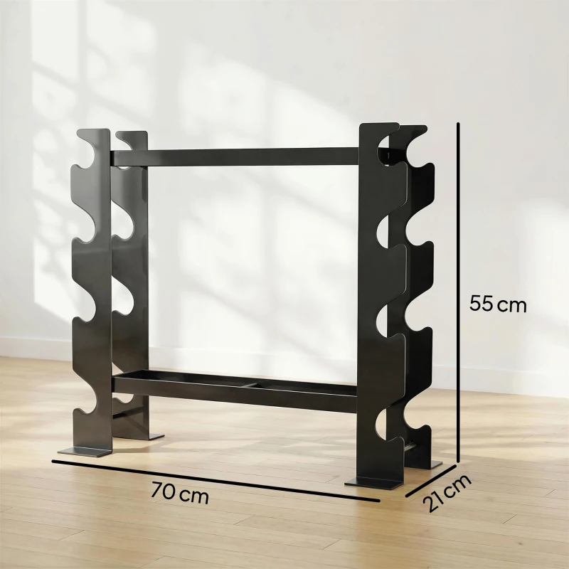 SPORTNOW Suporte para Halteres de 4 Níveis Estante de Pesos em Aço Resistente para Ginásio Casa Carga 200 kg 70x21x55 cm Preto