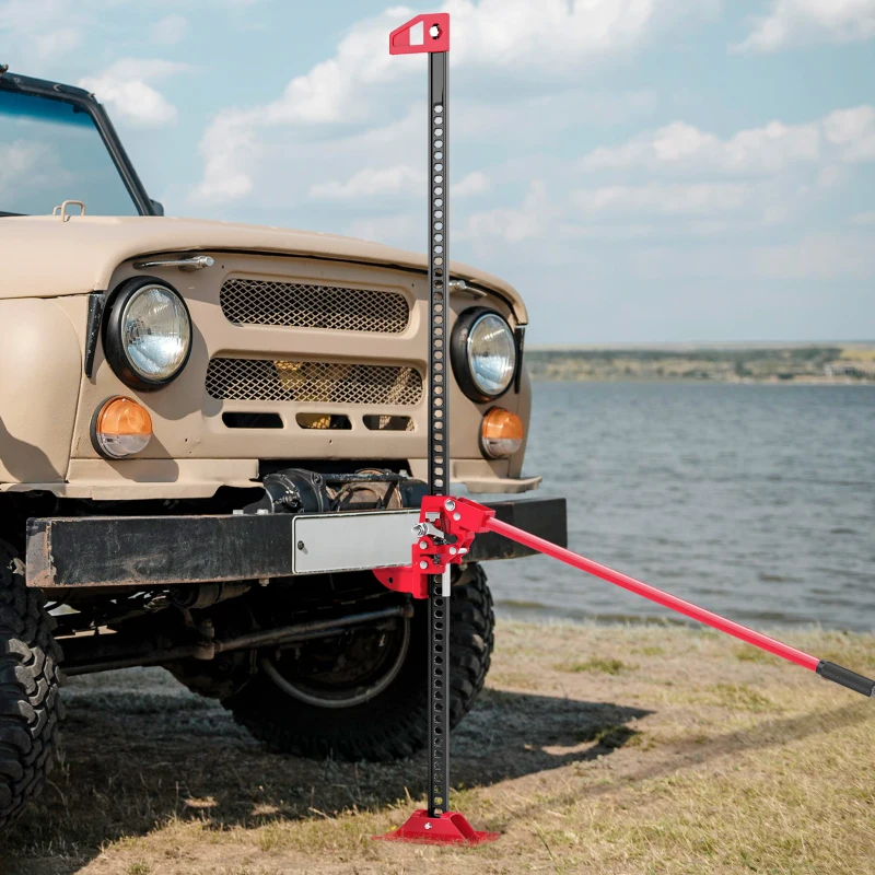 HOMCOM Cric farm jack tout-terrain ATV 4x4, cric pour voiture véhicule charge max. 3000 kg, hauteur de levage 11-135 cm, rouge