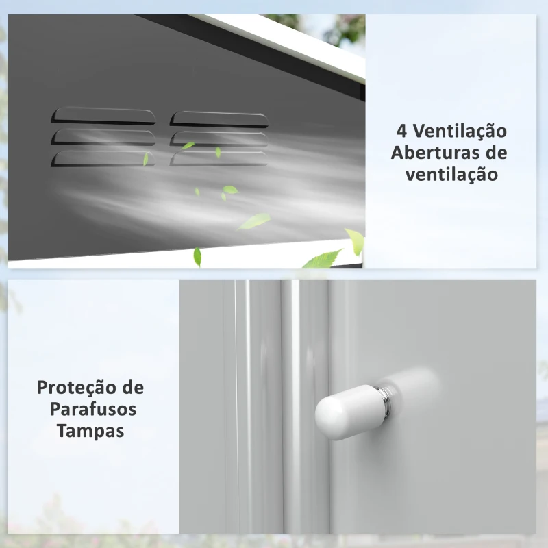 Outsunny Abrigo de Jardim Exterior 3,6 m² 236x171x191 cm com Portas Deslizantes e Aberturas de Ventilação Cinzento Escuro