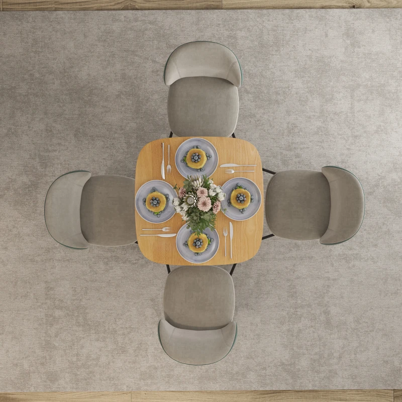 HOMCOM Mesa de Refeição de Madeira Quadrada para 4 Pessoas Base Quadrada para Espaços Pequenos 70x70x75 cm Madeira