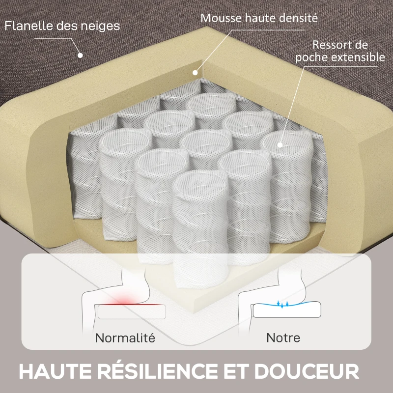 HOMCOM Fauteuil de salon capitonné avec assise large, pieds en bois, style classique, grand confort, 74 x 86 x 102 cm, marron