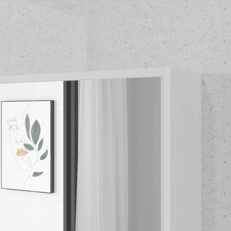 kleankin Armoire murale salle de bain avec miroir, meuble salle de bain, 5 compartiments et étagère réglable, 60x15x76cm, blanc