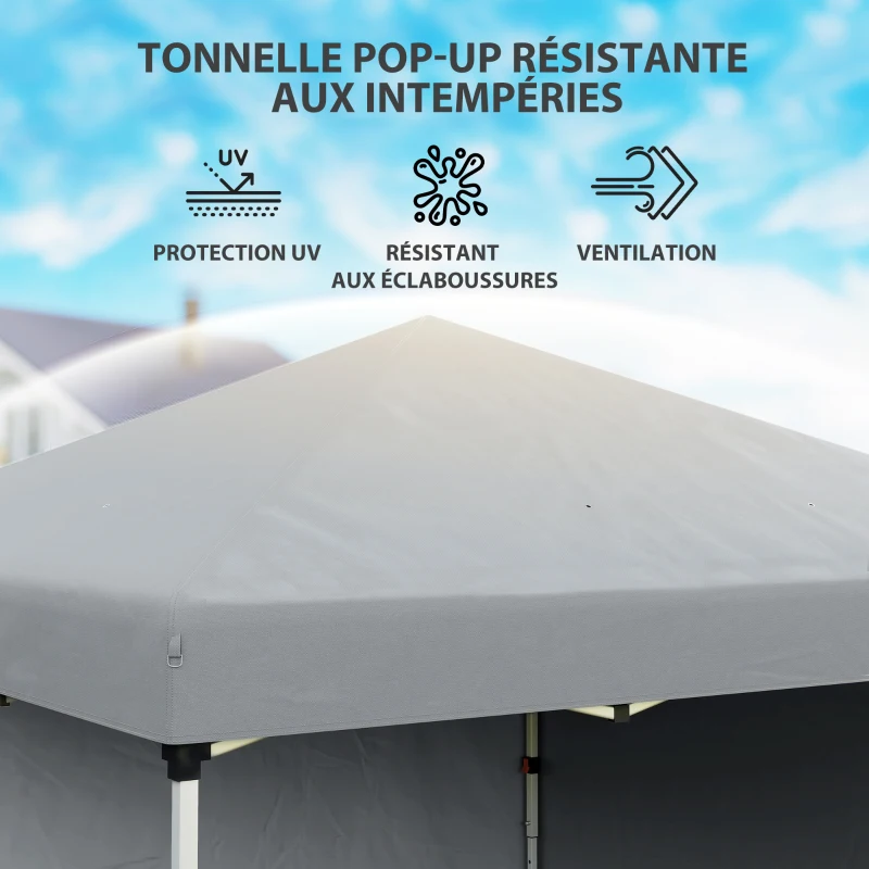 Outsunny Tonnelle barnum de jardin pop-up pliant réglable en hauteur protection UV 30+ 2 parois latérales sac de transport inclus