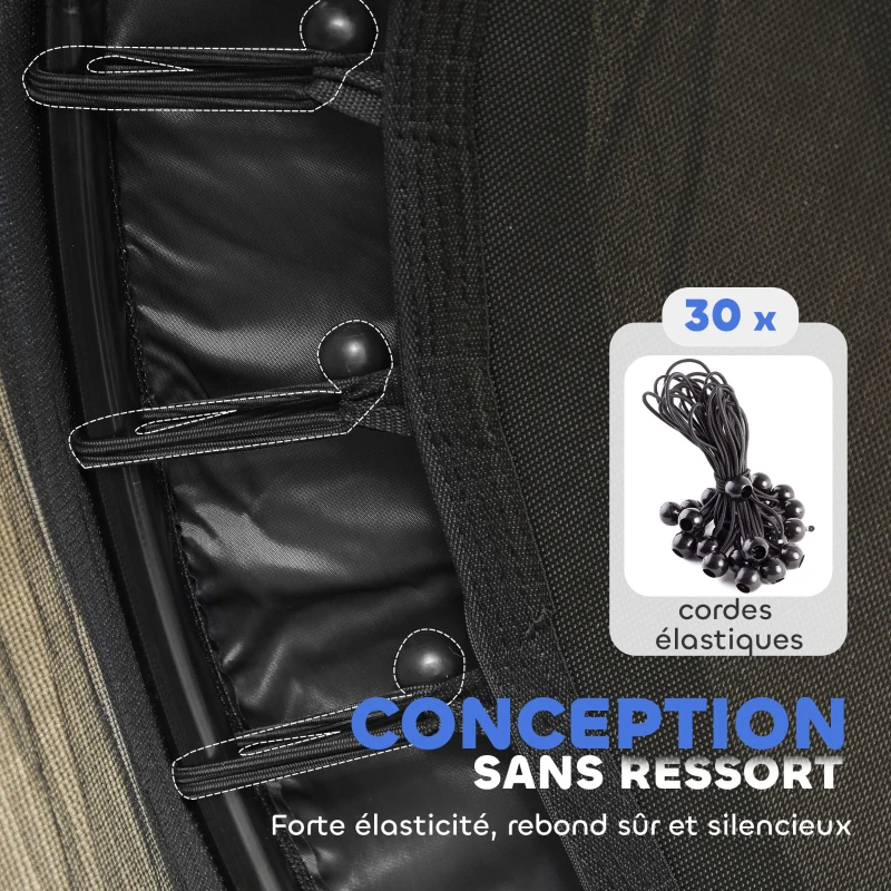 HOMCOM Trampoline Enfant Ø 1,40 × 1,90H m Filet de sécurité Porte zipée Couvre-Ressorts 6 poteaux rembourrés Inclus Noir