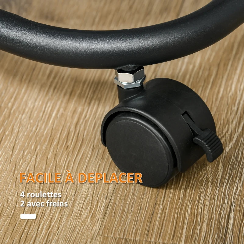 HOMCOM Resserre 4 paniers rotatifs sur roues, chariot à légumes et fruits, plateau, étagère en fil d'acier, 33x33x77cm, noir