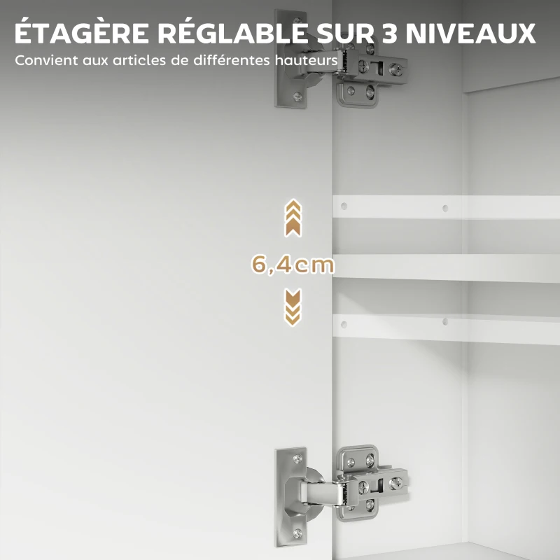 HOMCOM Armoire murale salle de bain avec miroir, meuble salle de bain, 2 portes miroir, étagère ouverte 60 x 16 x 60 cm blanc