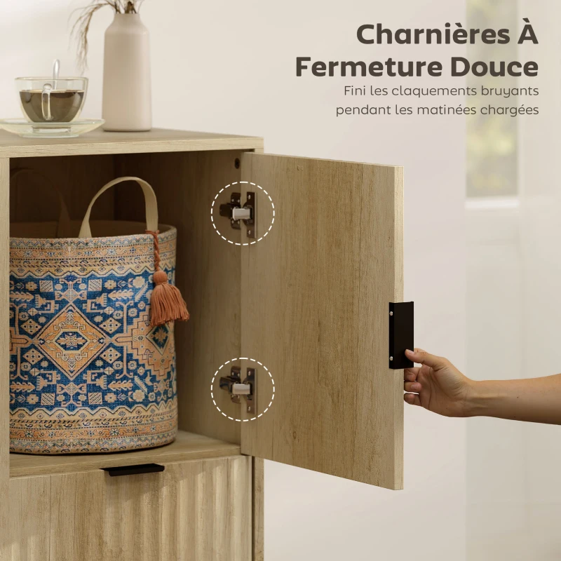 HOMCOM Buffet salon, meuble de rangement, 2 portes, 2 tiroirs, étagère réglable, compartiment ouvert, 80x40x90cm, bois naturel