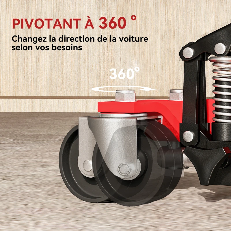 HOMCOM Lot de 2 chariots de manutention de voiture capacité 680kg chariot de déplacement largeur pneu 22,8cm 56x54x19,5cm, noir