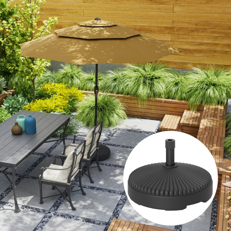 Outsunny Pied de parasol rond support parasol en HDPE remplissage eau sable pour terrasse piscine patio Ø 55 x 30 cm noir