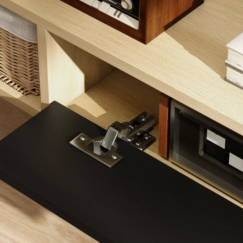 HOMCOM Meuble TV suspendu 120 cm, meuble télé pour téléviseur jusqu'à 50 pouces, tiroir rabattable 2 étagères 120x24x16cm noir