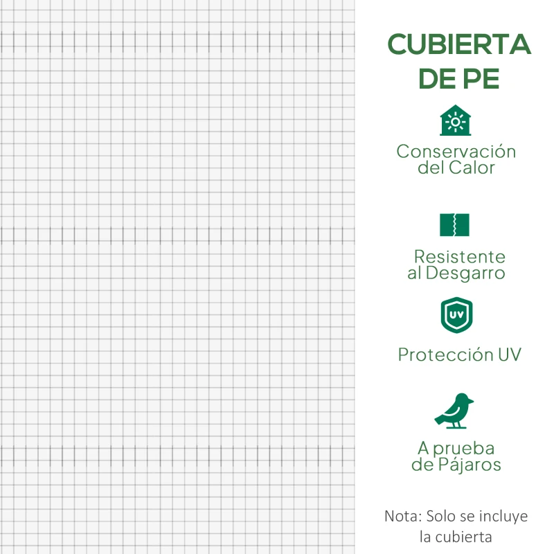 Outsunny Lona de Repuesto para Invernadero Túnel 6 m², lona PE Anti-UV impermeable 6 ventanas + Puerta Enrollable con cremallera Blanco