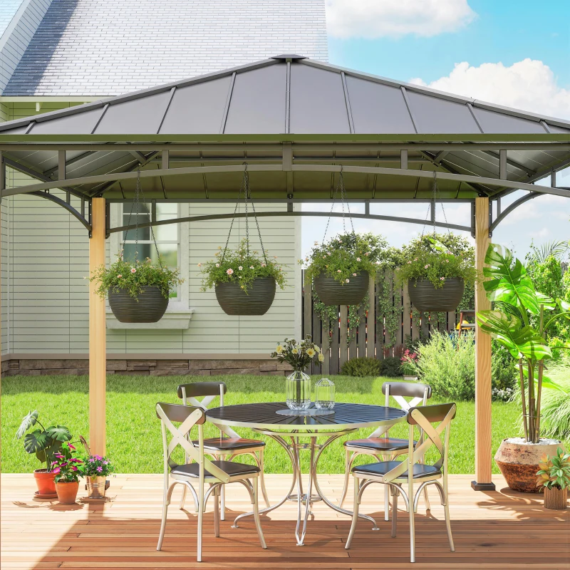 Outsunny Récipients pour plantes d'extérieur et d'intérieur, auto-arrosage, suspensions pour plantes avec chaînes métalliques, 4 pièces, noir