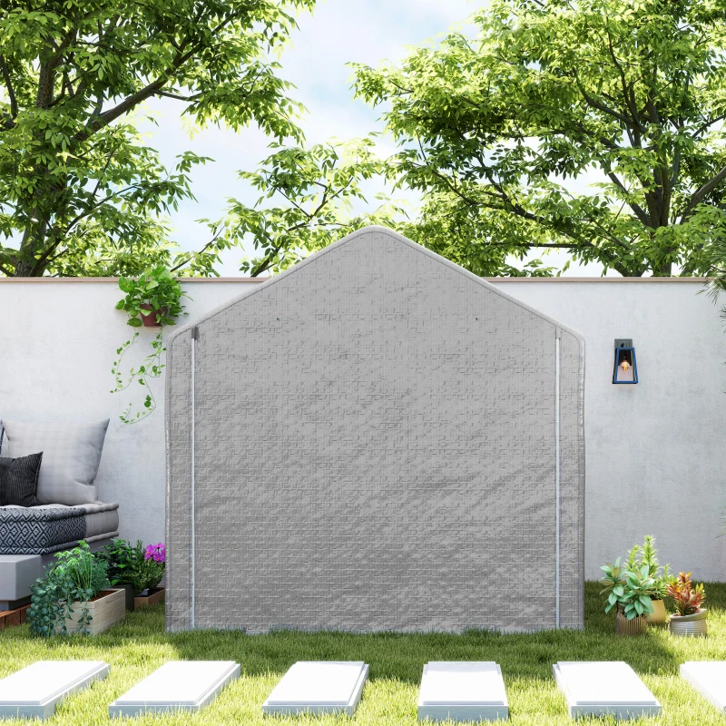 Outsunny Abri de jardin 2 x 2 x 2 m abri vélo extérieur avec cadre en acier galvanisé, imperméable et résistant aux UV - gris