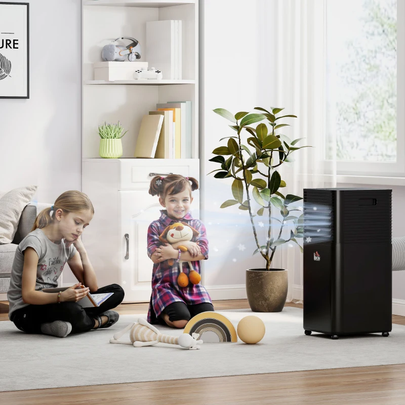 HOMCOM Climatiseur mobile 7000 BTU avec télécommande, minuterie 24H, jusqu'à 26 m², classe énergétique A, noir