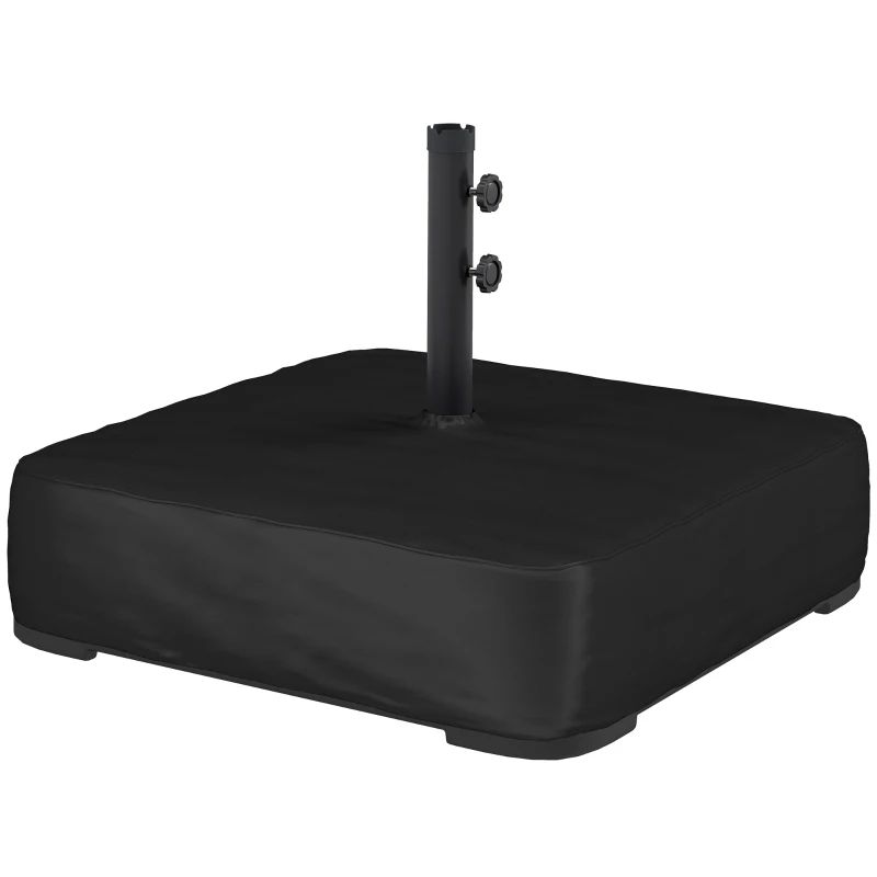 Outsunny Square Umbrella Base with Cover and Sandbags Umbrella Base for Ø48 mm Posts Fillable 80 kg Sand Black