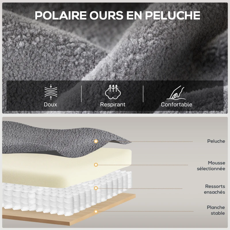 HOMCOM Fauteuil de massage inclinable, fauteuil de relaxation, dossier réglable, large assise, repose-pied, 69x84x99cm, gris