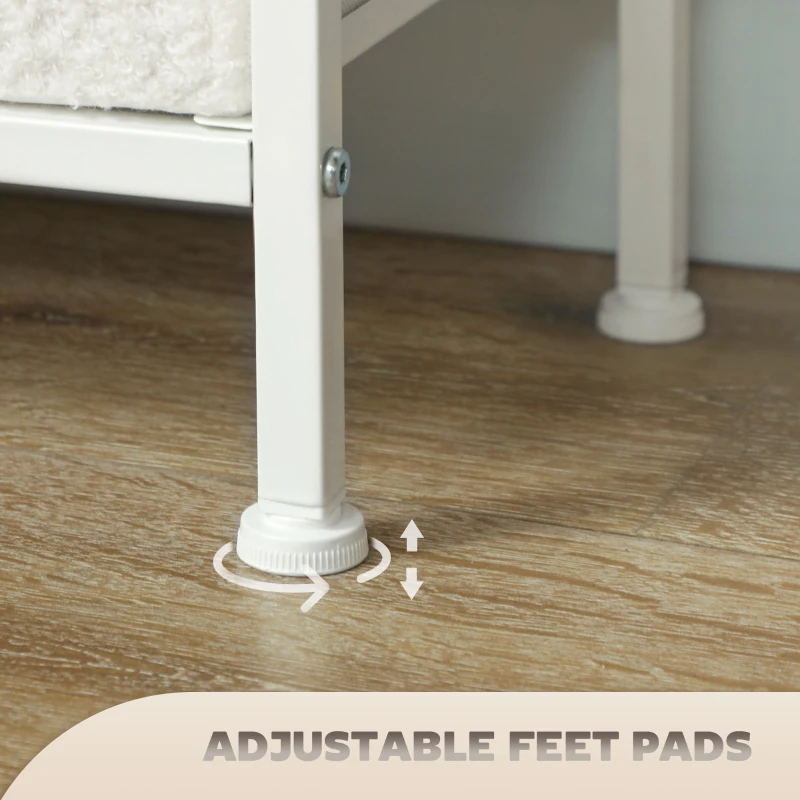 HOMCOM Chest of Drawers, 9 Drawers Boucle Storage Organiser with Steel Frame, Fabric Dresser for Bedroom, Living Room, Hallway, Wardrobe, Cream White